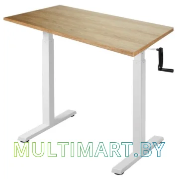 Стол для работы стоя ErgoSmart Manual Desk Compact 1360x800x36 мм (дуб натуральный/белый)